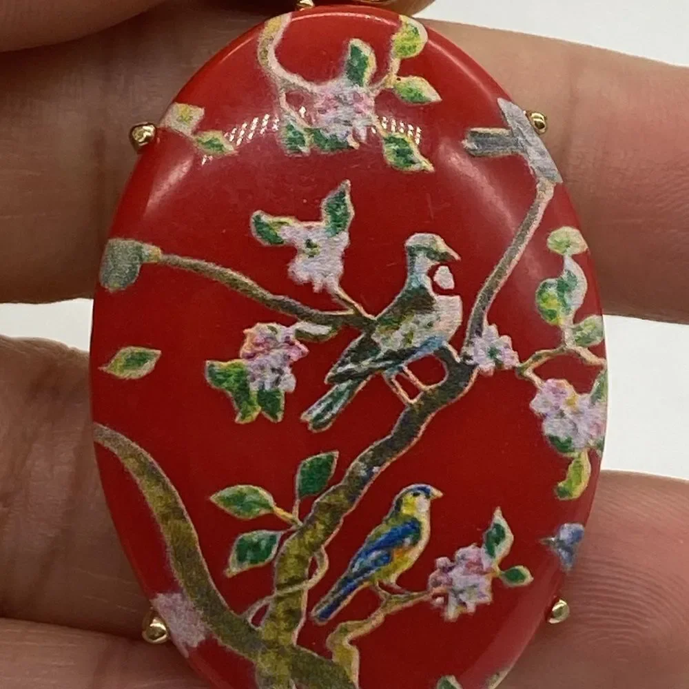✨🆕✨Beautifully Boho Vintage Inspired RED Happy Days Floral Birds Earrings  ✨